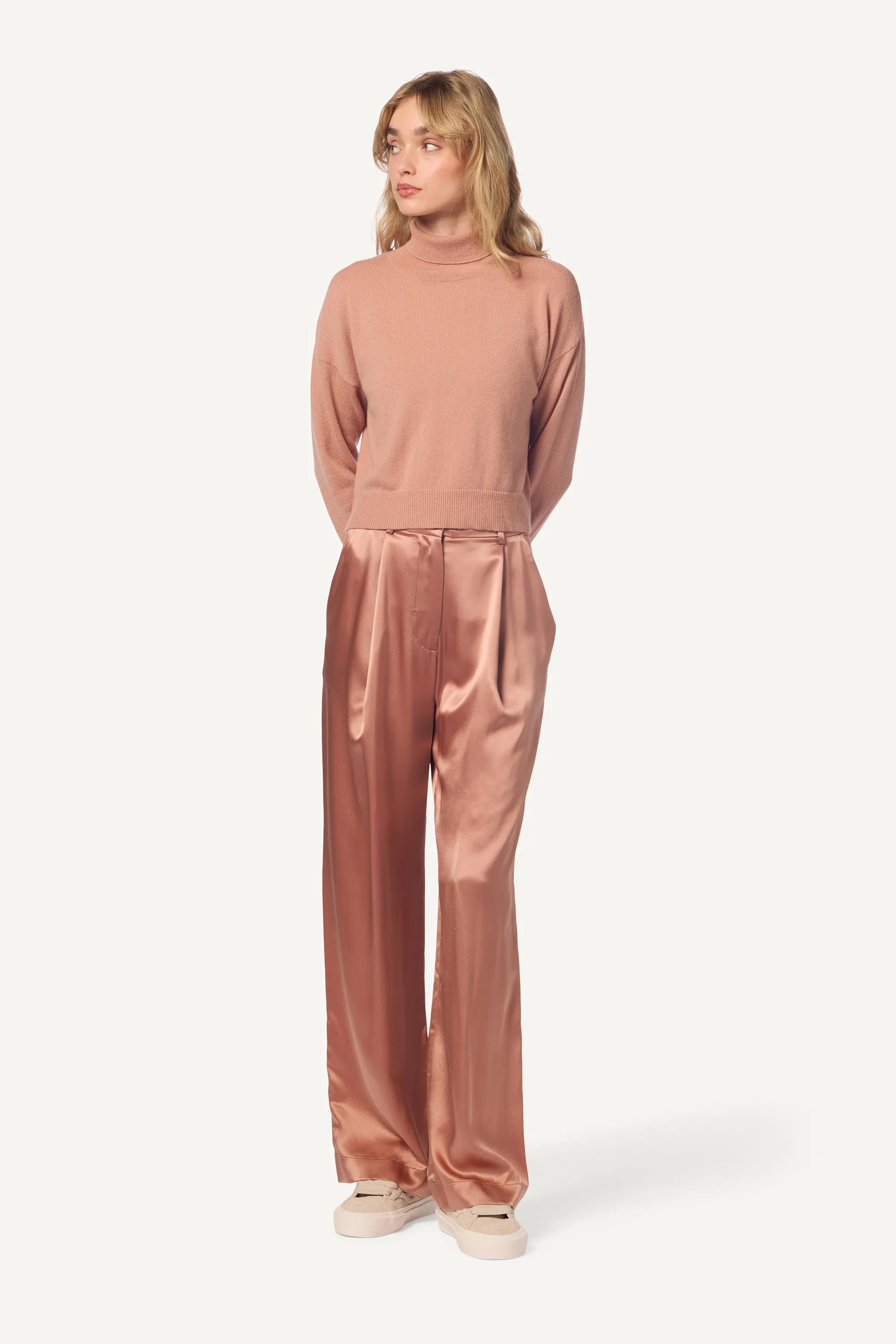 EMERSON HIGH RISE PLEATED PANT | DEEP APRICOT sold by Sablyn product image thumbnail 4