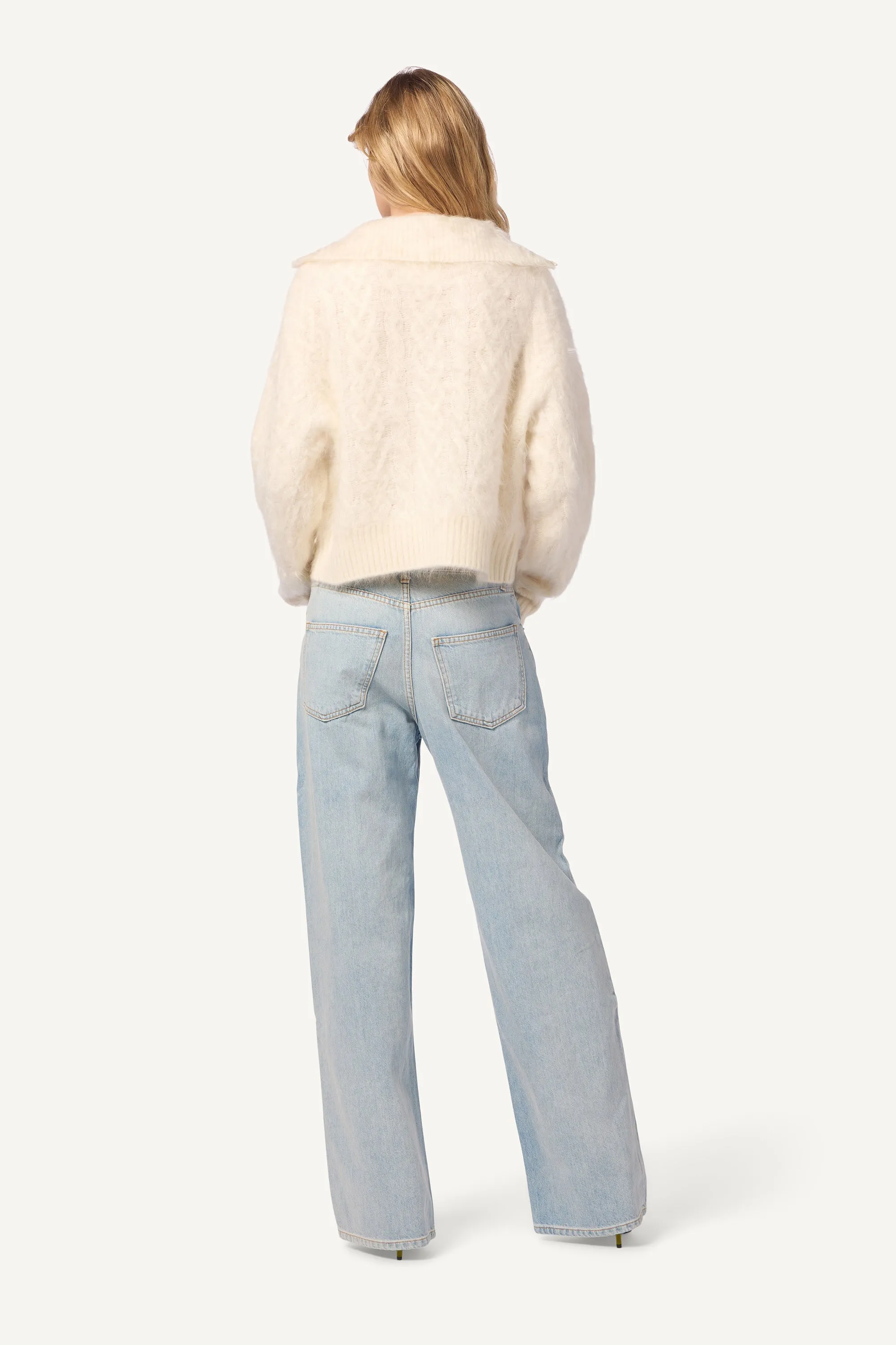 TINSLEY HALF ZIP BRUSHED CASHMERE SWEATER | GARDENIA sold by Sablyn product image thumbnail 3