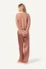 BIANCO CASHMERE CHUNKY WAFFLE STITCH  CROPPED V-NECK CARDIGAN | DEEP APRICOT sold by Sablyn
