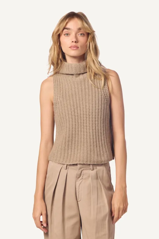 SAIGE CROPPED CASHMERE TURTLENECK | ECO GRAVEL made by Sablyn
