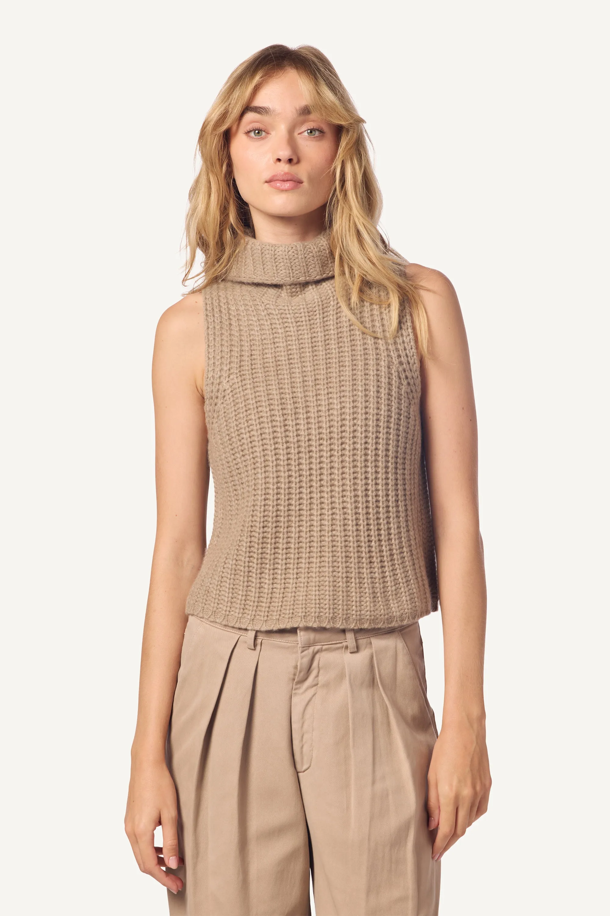 SAIGE CROPPED CASHMERE TURTLENECK | ECO GRAVEL sold by Sablyn