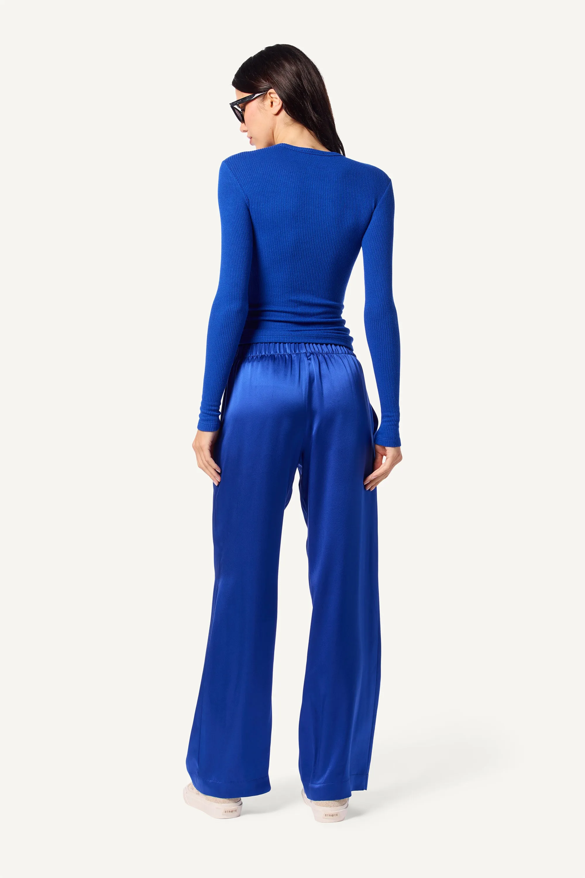 BRYNN WIDE LEG SILK PANT | LAPIS sold by Sablyn product image thumbnail 3