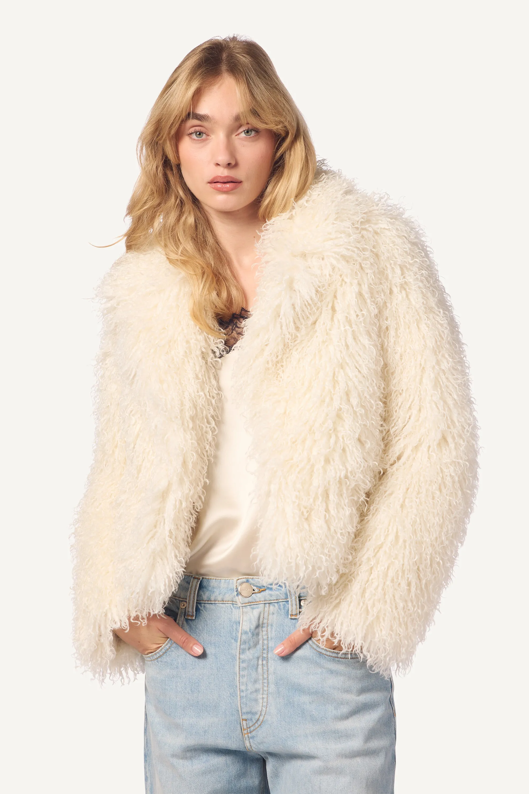 SHAE RELAXED FAUX FUR COAT | GARDENIA sold by Sablyn product image thumbnail 2