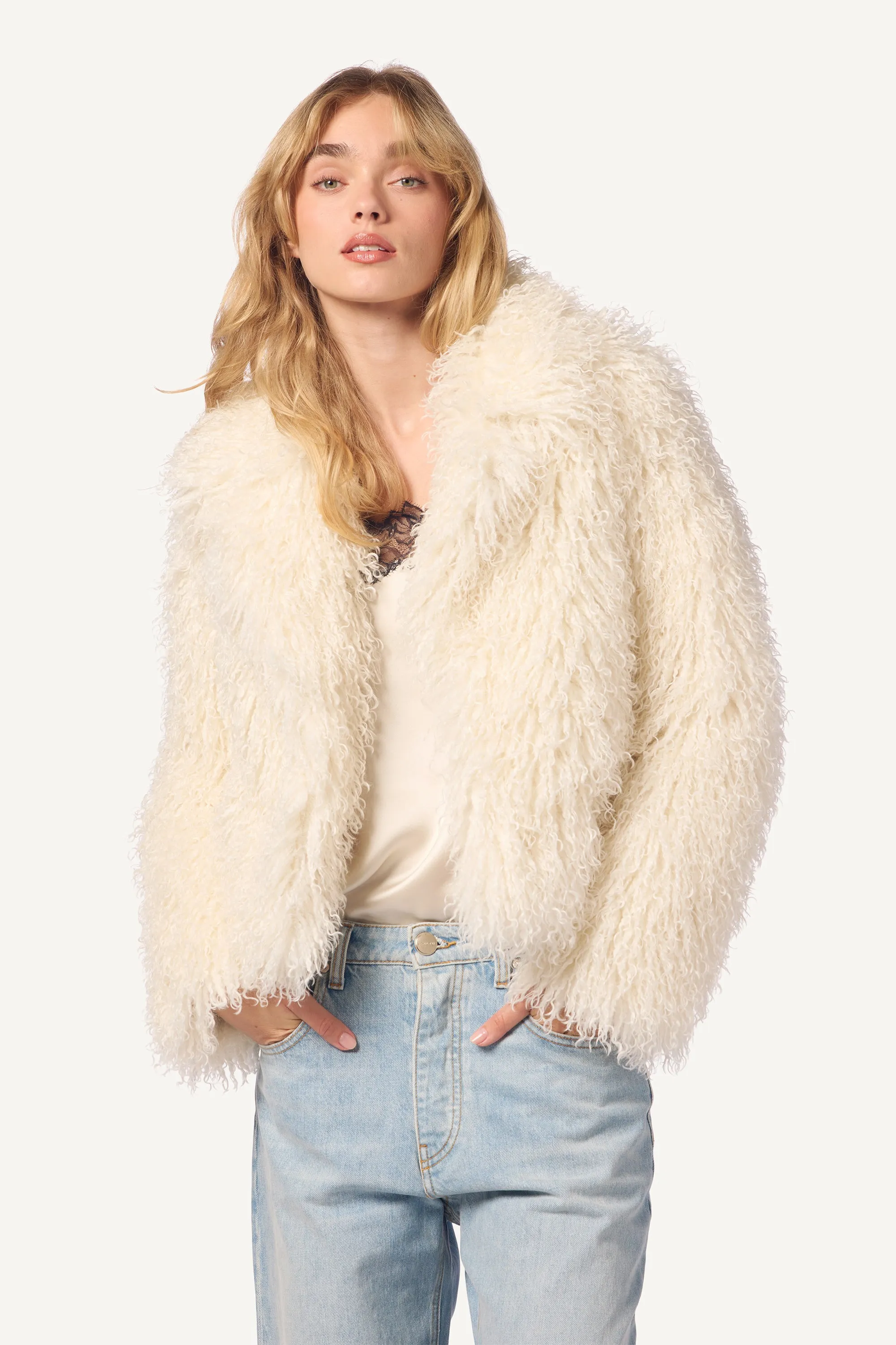 SHAE RELAXED FAUX FUR COAT | GARDENIA sold by Sablyn product image thumbnail 4