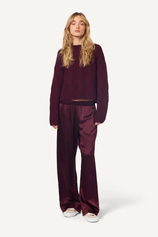 BRYNN WIDE LEG SILK PANT | BORDEAUX sold by Sablyn