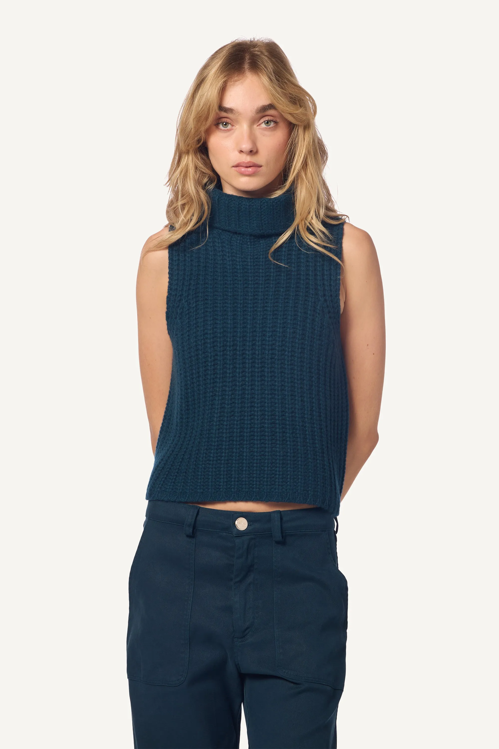 SAIGE CROPPED CASHMERE TURTLENECK | COMPASS sold by Sablyn