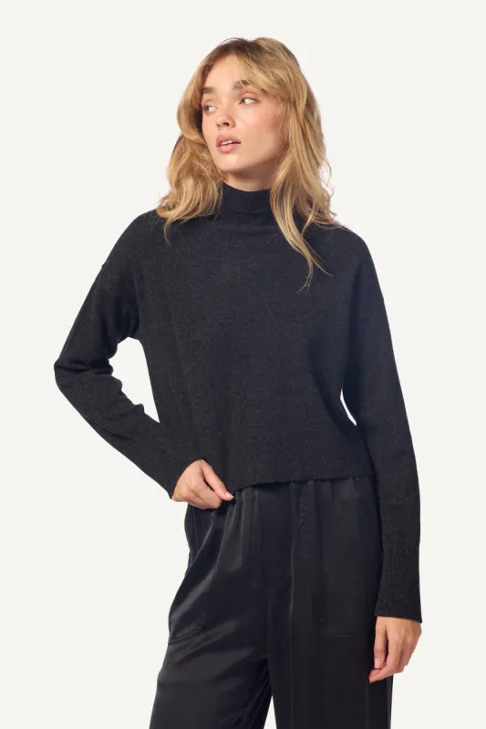 SABLE CASHMERE TURTLENECK SWEATER | ASPHALT CHARCOAL made by Sablyn