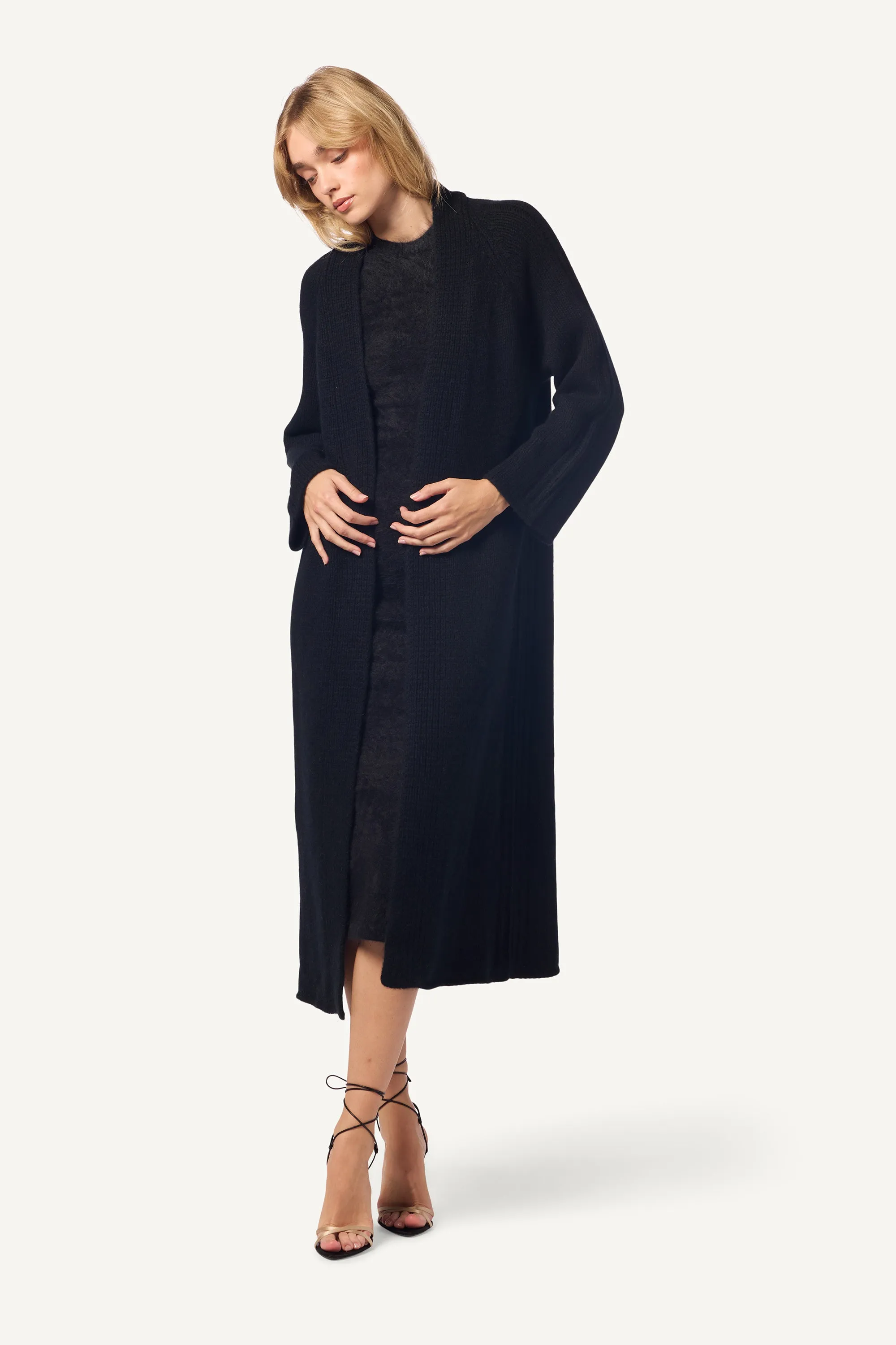 WHITNEY BRUSHED CASHMERE MIDI DRESS | BLACK sold by Sablyn product image thumbnail 3