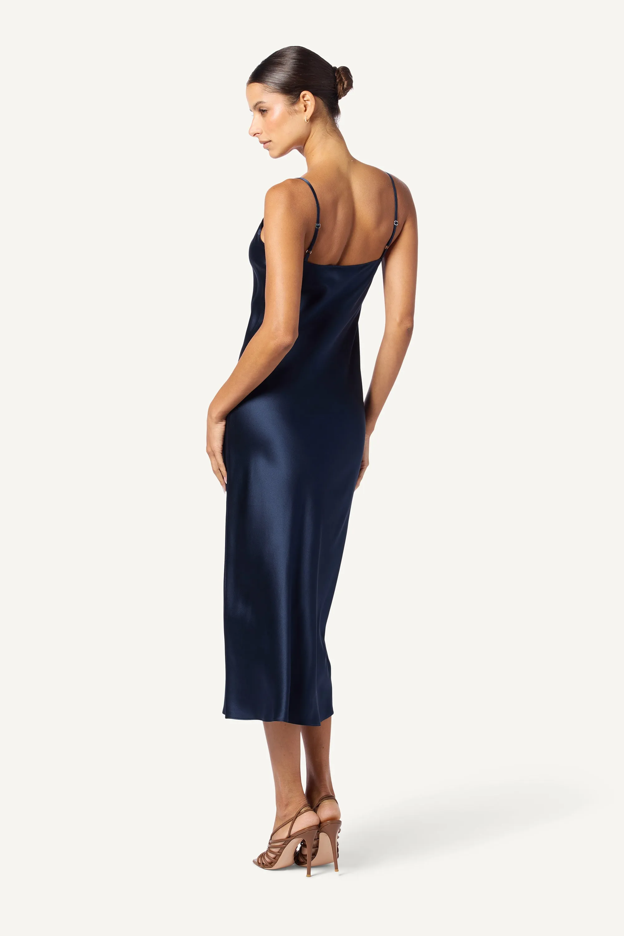 TAYLOR MIDI SILK SLIP DRESS | MIDNIGHT NAVY sold by Sablyn product image thumbnail 2