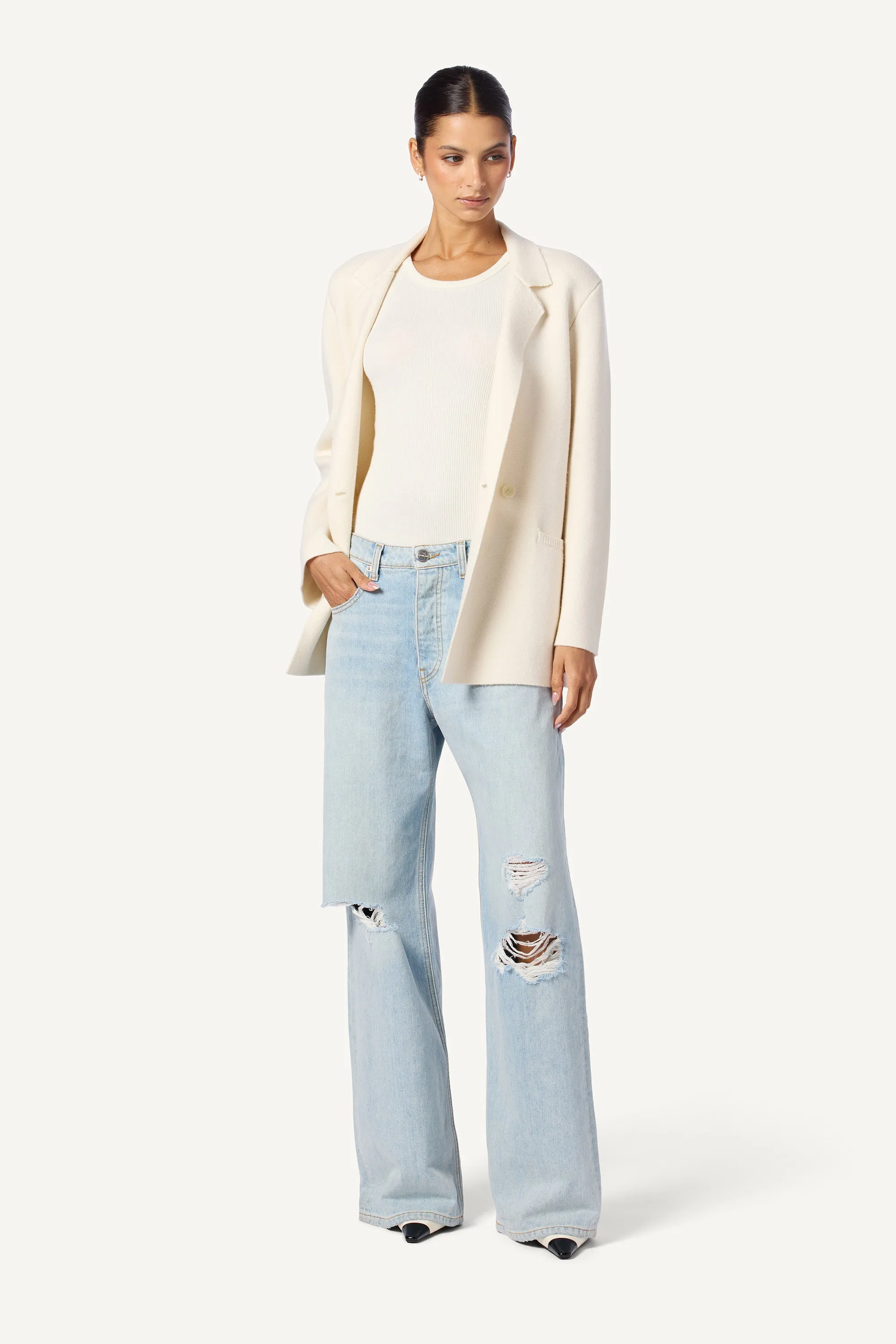 VIVIAN RELAXED DOUBLE BREASTED BLAZER | GARDENIA sold by Sablyn product image thumbnail 3