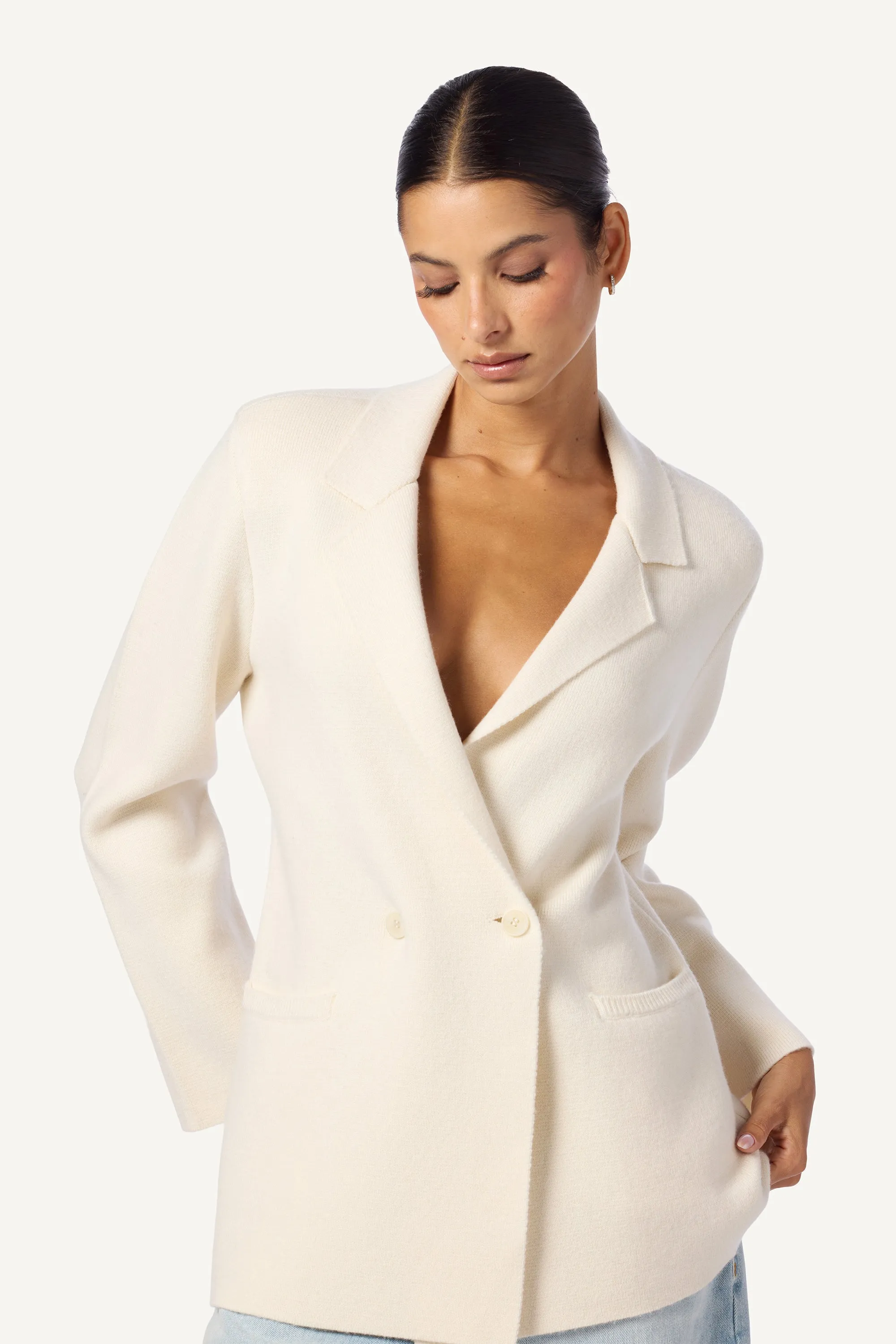VIVIAN RELAXED DOUBLE BREASTED BLAZER | GARDENIA sold by Sablyn