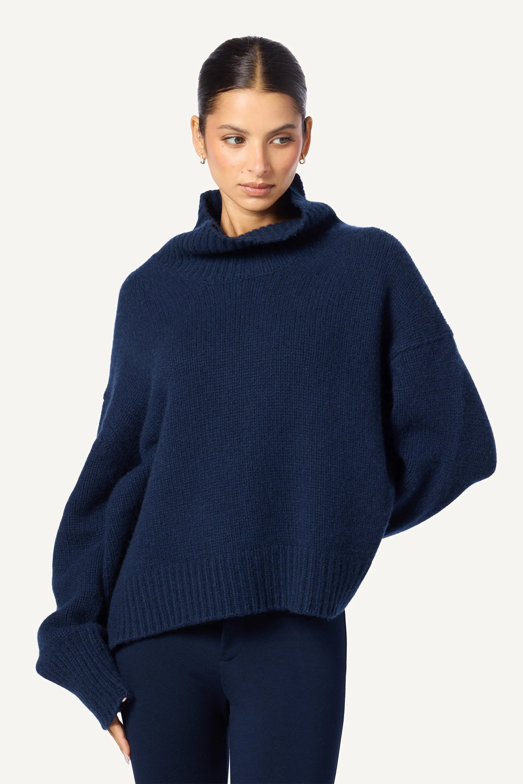 SCARLETT CASHMERE TURTLENECK SWEATER | MIDNIGHT NAVY sold by Sablyn