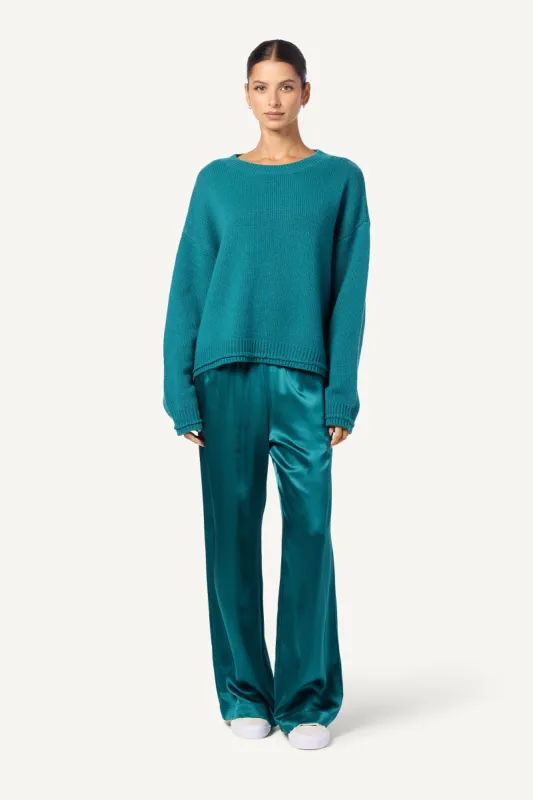 BRYNN WIDE LEG SILK PANT  | MARINE TEAL sold by Sablyn