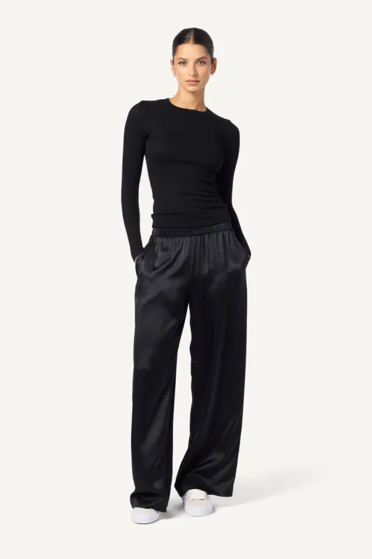 BRYNN WIDE LEG SILK PANT | BLACK sold by Sablyn