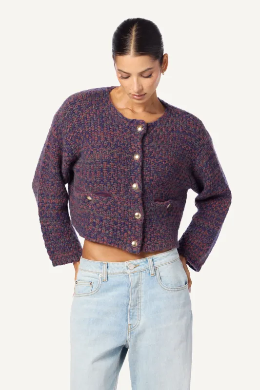 CHARLENE CASHMERE CROPPED WELT POCKET JACKET | CIMARRON MULTI sold by Sablyn