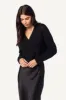 JOLIE V-NECK CROPPED CABLE CASHMERE CARDIGAN | BLACK sold by Sablyn