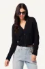 JOLIE V-NECK CROPPED CABLE CASHMERE CARDIGAN | BLACK sold by Sablyn