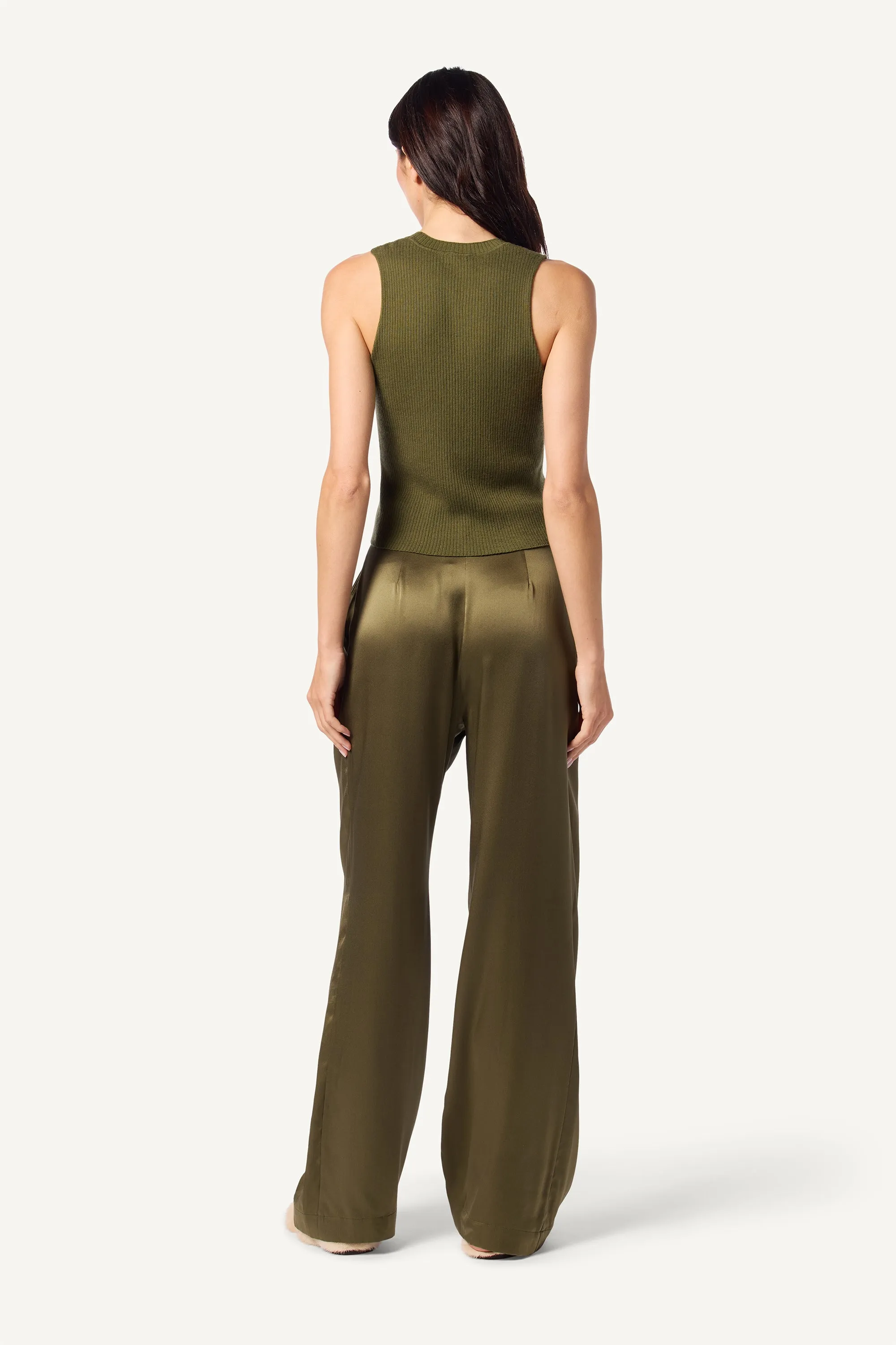 ANGIE CASHMERE SLEEVELESS RIB TANK | OLIVE sold by Sablyn product image thumbnail 4