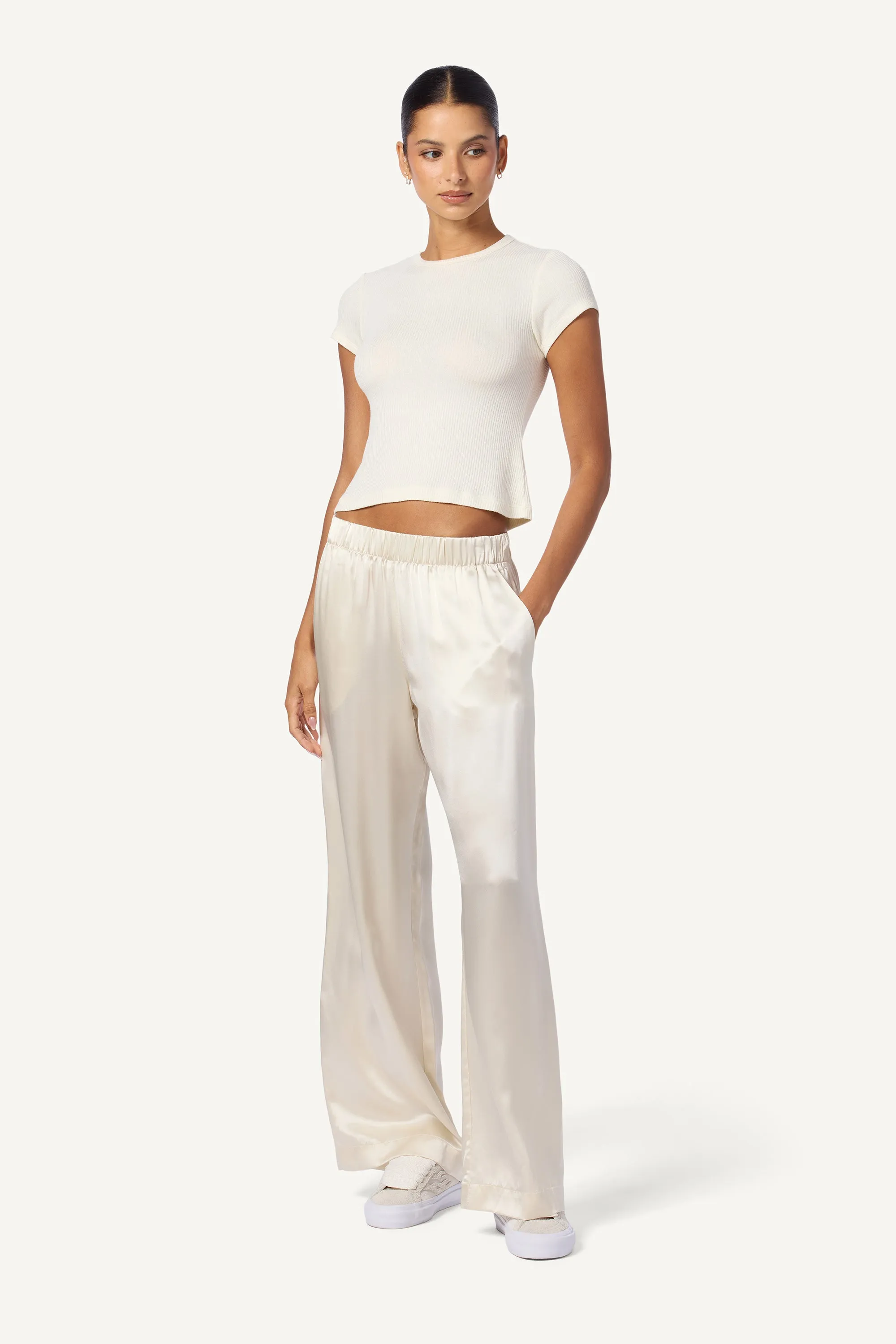 YAEL FITTED RIB TEE SHIRT | GARDENIA sold by Sablyn product image thumbnail 3