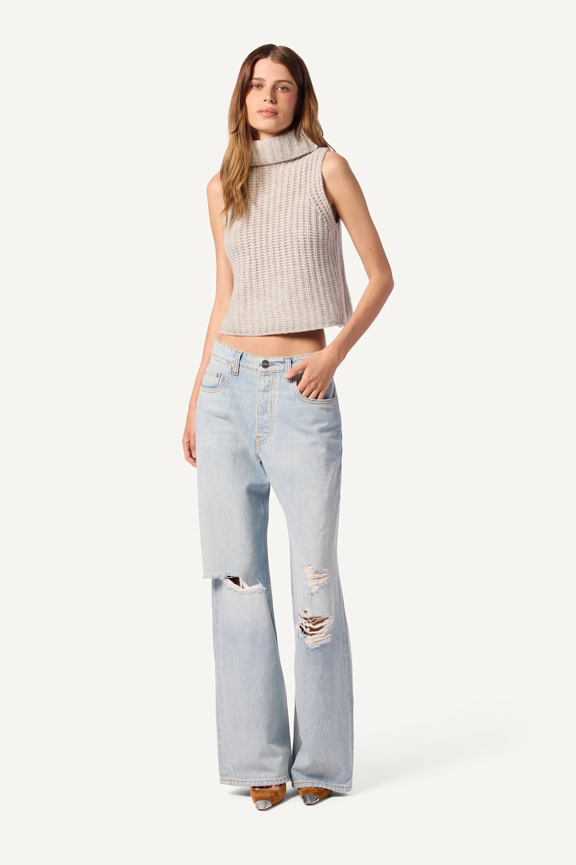 SAIGE SLEEVELESS TURTLENECK | FOGGY sold by Sablyn