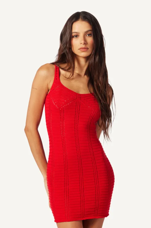 ELM FITTED KNIT DRESS | SCARLET sold by Sablyn