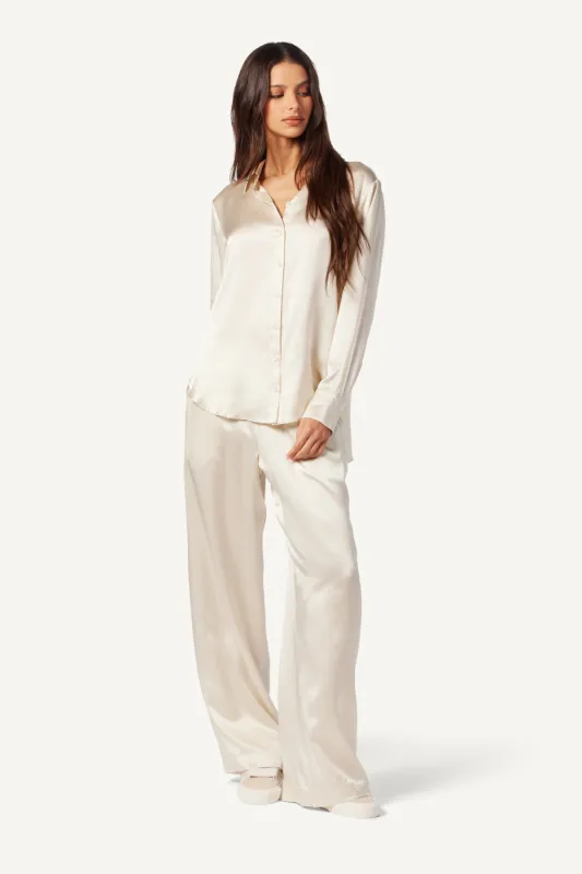 THEODORE BUTTON UP SILK SHIRT | GARDENIA made by Sablyn