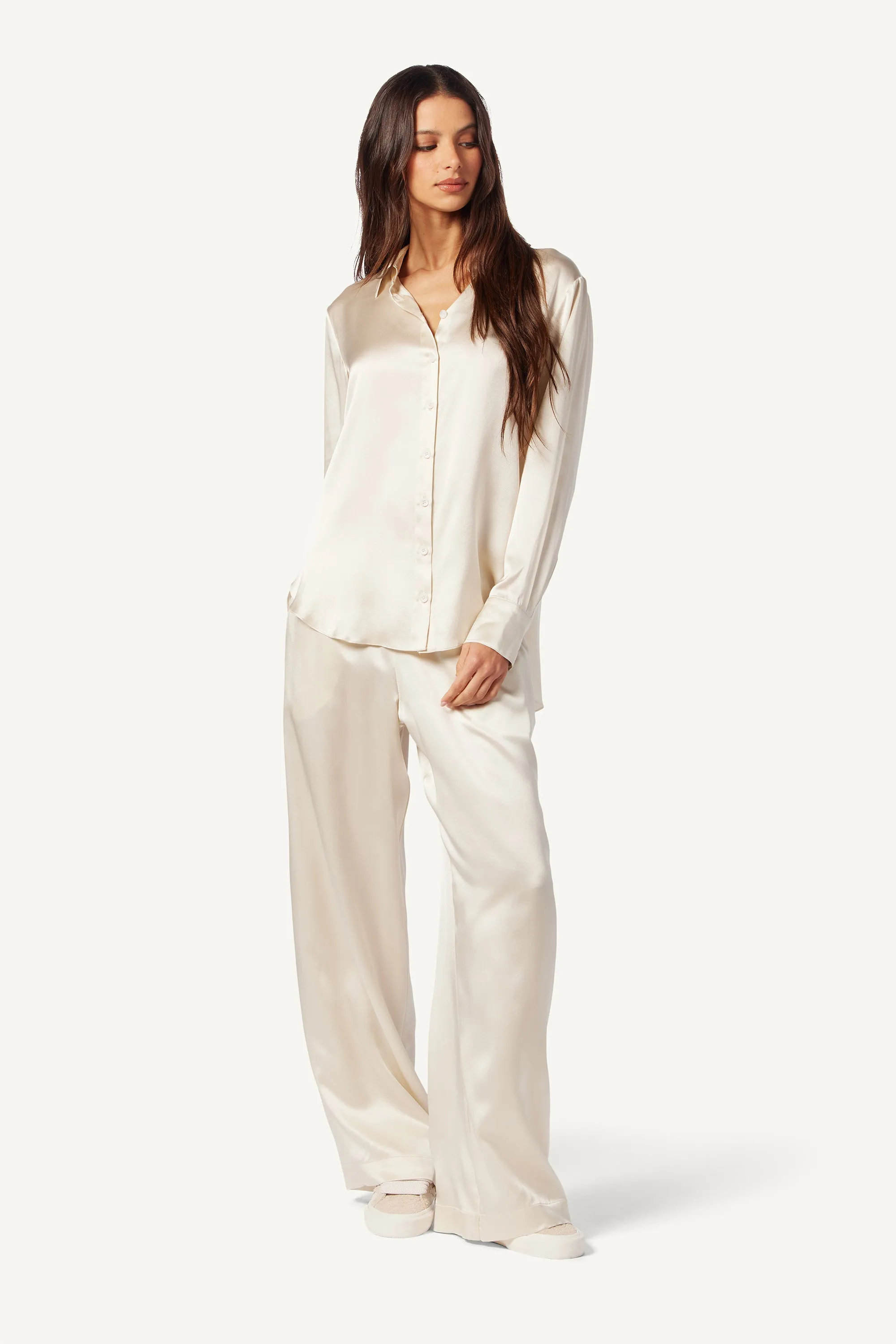 THEODORE BUTTON UP SILK SHIRT | GARDENIA sold by Sablyn