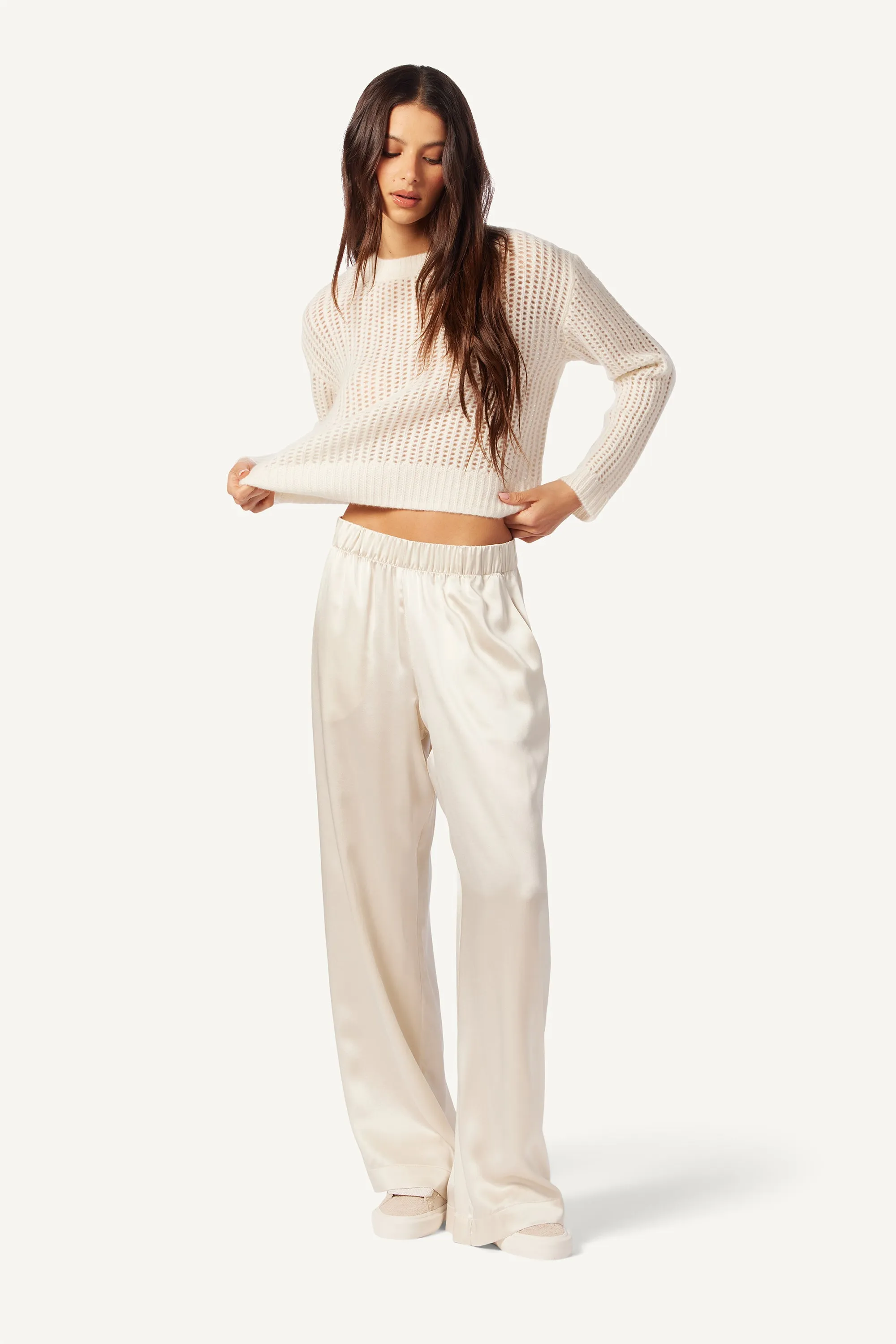 MARCI CASHMERE CREWNECK PULLOVER | GARDENIA sold by Sablyn product image thumbnail 4