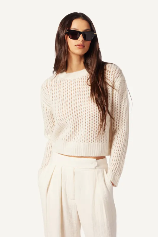 MARCI CASHMERE CREWNECK PULLOVER  | GARDENIA made by Sablyn