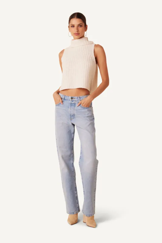 SAIGE SLEEVELESS CASHMERE TURTLENECK | GARDENIA made by Sablyn