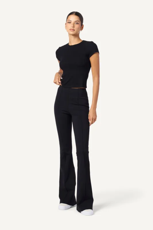 BAILEY PINTUCK FLARE LEGGING | BLACK sold by Sablyn