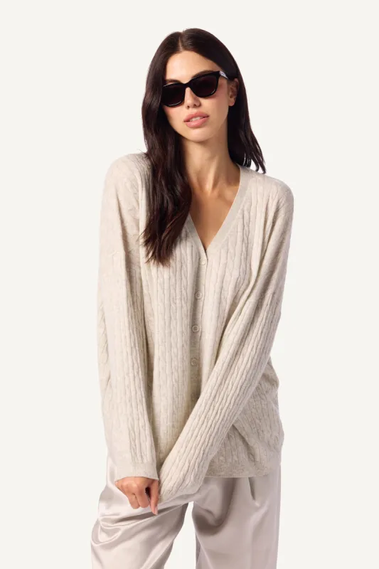 COOPER CASHMERE CABLE KNIT CARDIGAN | BLIZZARD sold by Sablyn