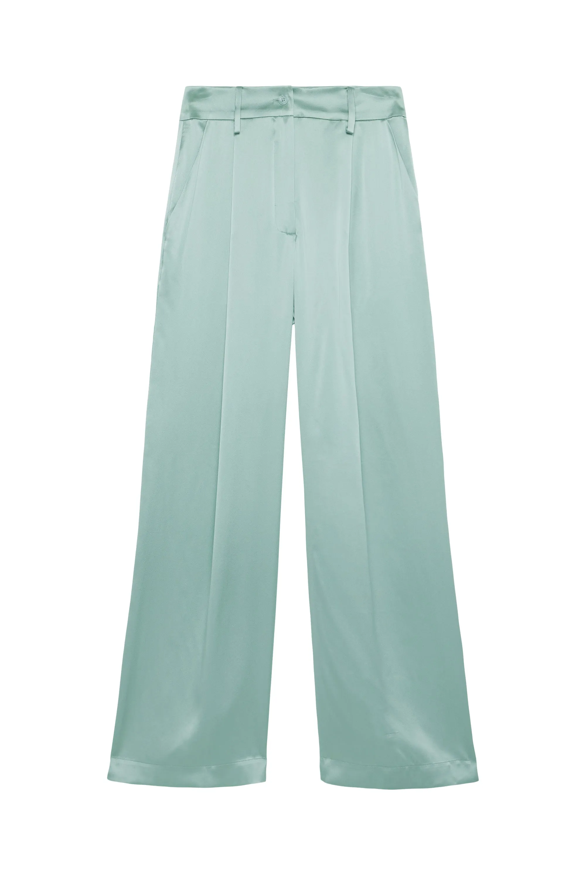 EMERSON HIGH RISE PLEATED SILK PANT | SEAFOAM sold by Sablyn product image thumbnail 2