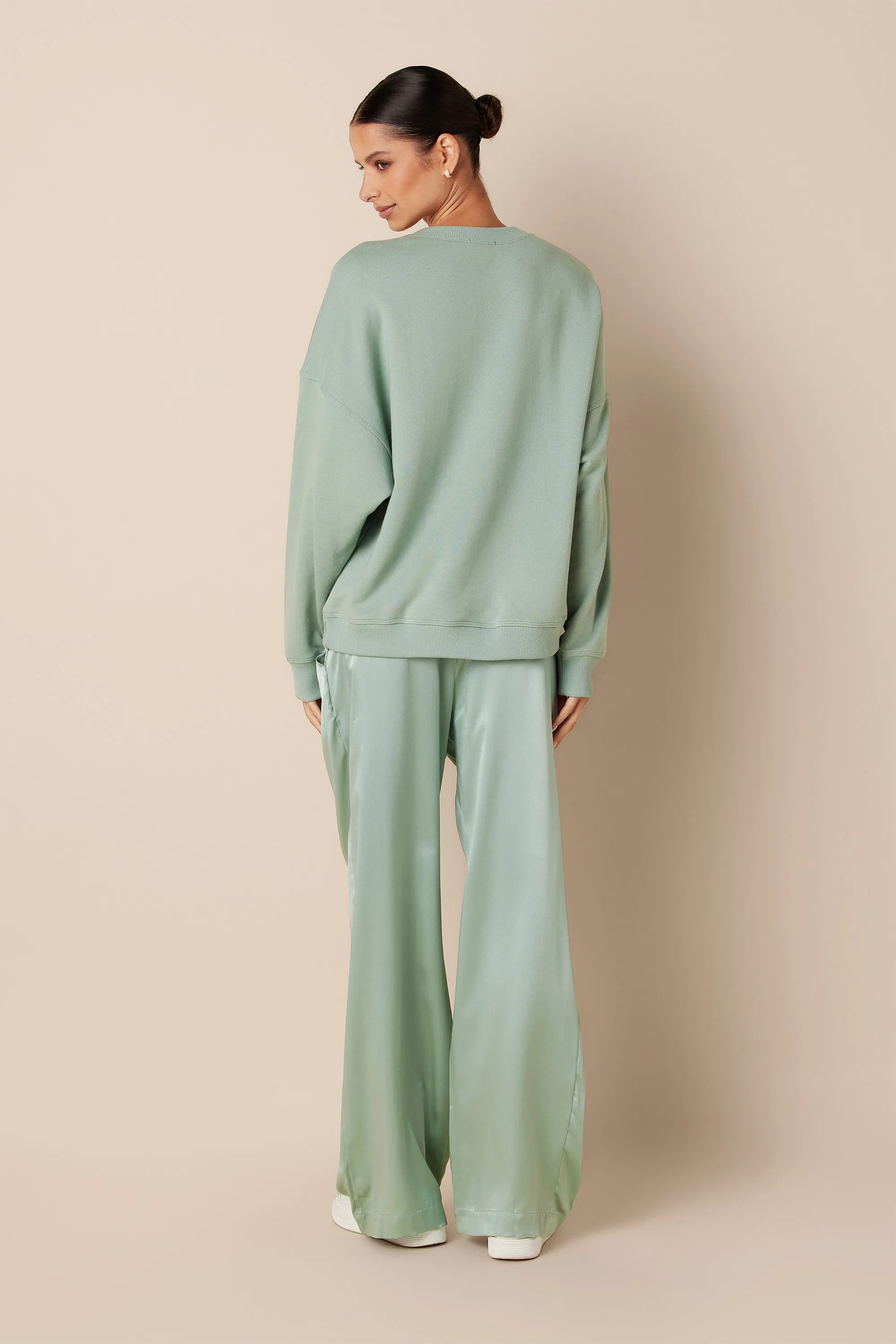 EMERSON HIGH RISE PLEATED SILK PANT | SEAFOAM sold by Sablyn product image thumbnail 3