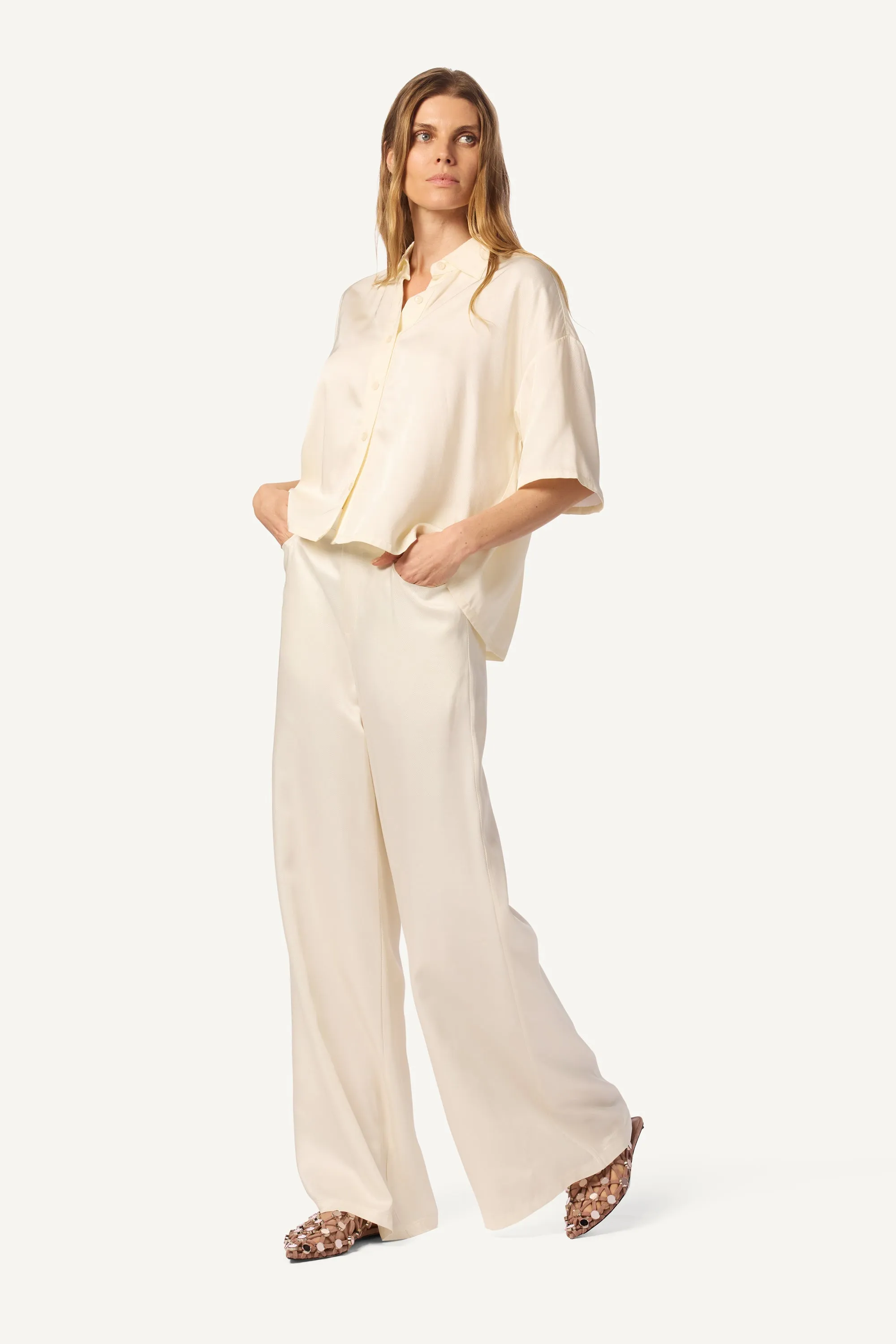 LUCY RELAXED COLLARED BUTTON UP | GARDENIA sold by Sablyn product image thumbnail 5