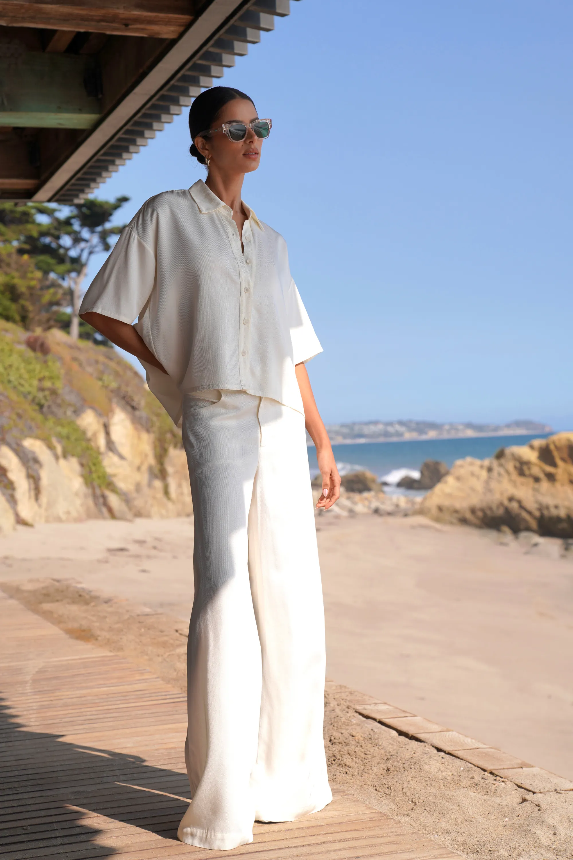 LUCY RELAXED COLLARED BUTTON UP | GARDENIA sold by Sablyn product image thumbnail 3