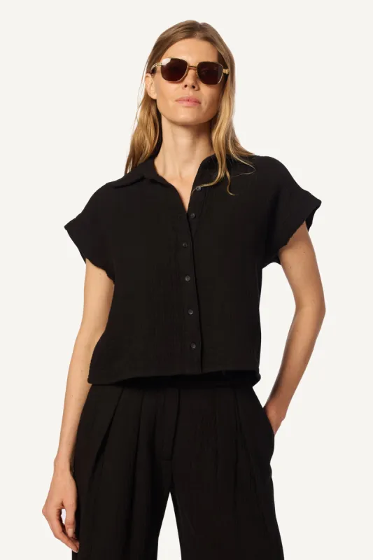 CALEB SHORT SLEEVE BUTTON DOWN | BLACK sold by Sablyn