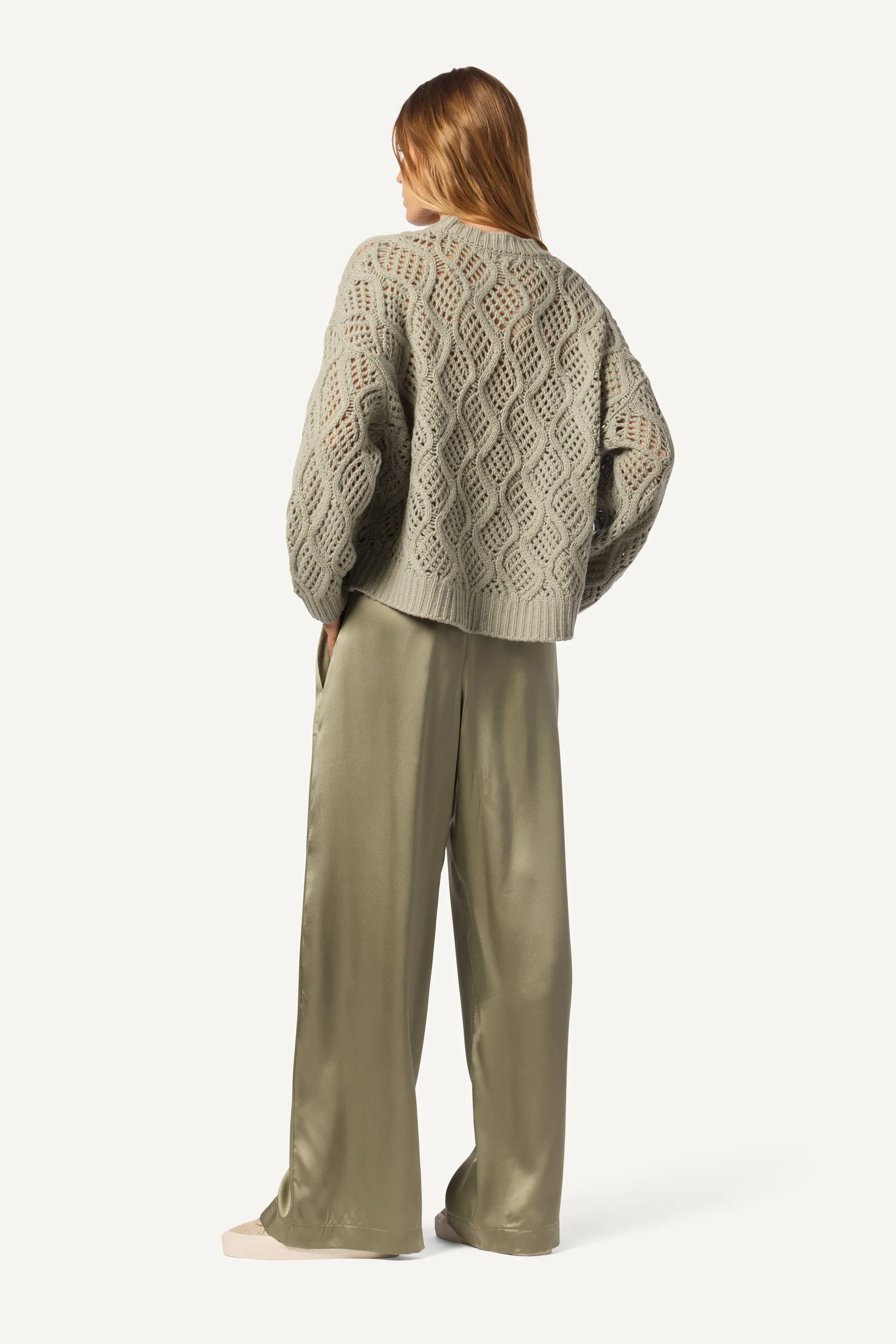 BRYNN WIDE LEG SILK PANT | EUCALYPTUS sold by Sablyn product image thumbnail 2