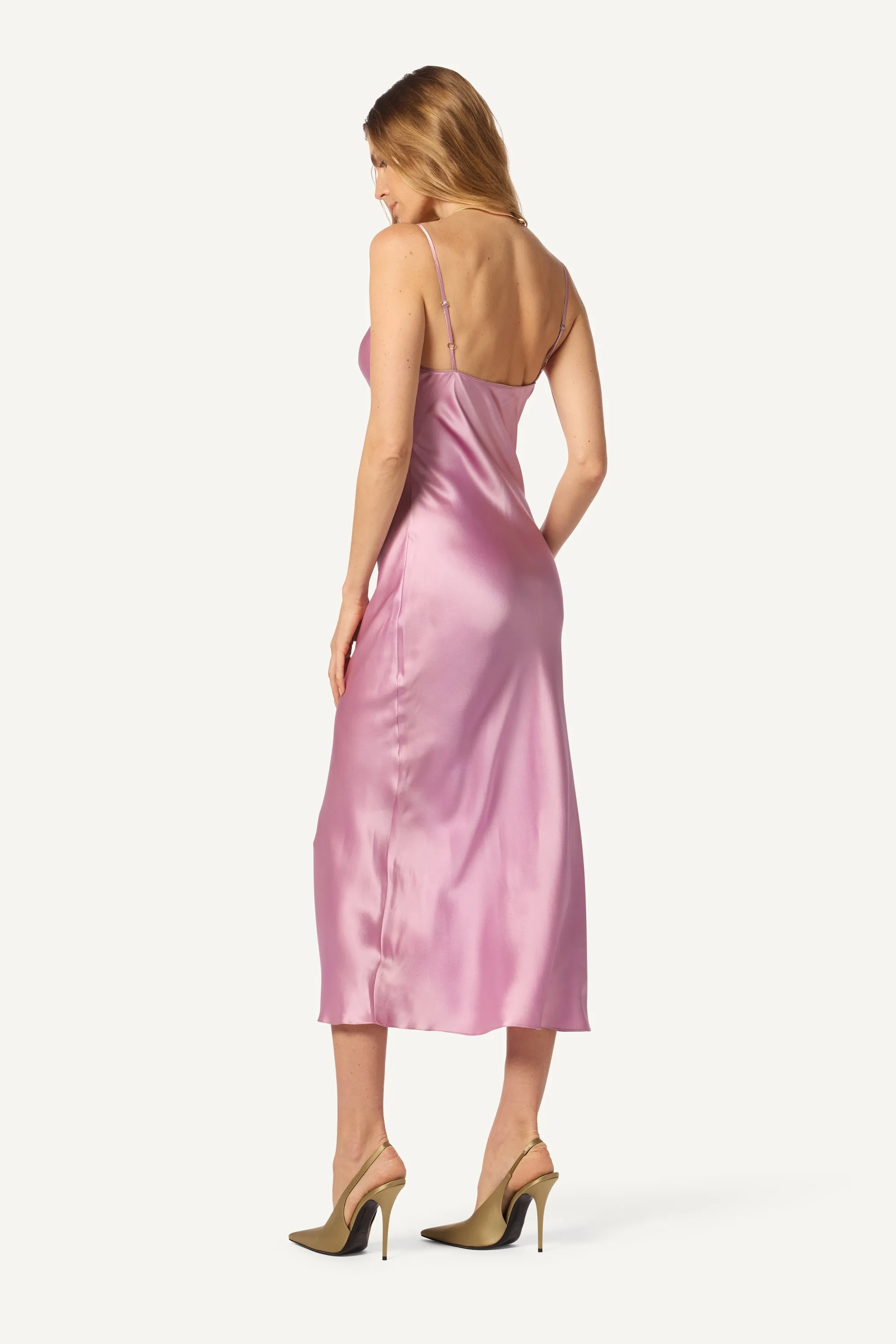 TAYLOR SILK DRESS W/ CONTRAST PIPING | ORCHID/DUSTY MAUVE sold by Sablyn product image thumbnail 2