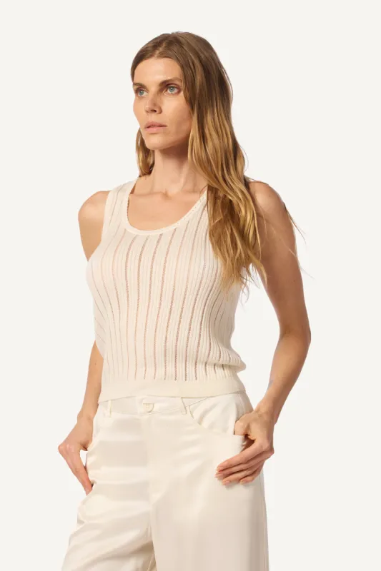 JUNA SCOOP NECK TANK | GARDENIA sold by Sablyn