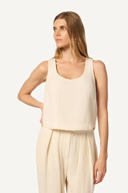 LINDA GAUZE TANK TOP | GARDENIA sold by Sablyn