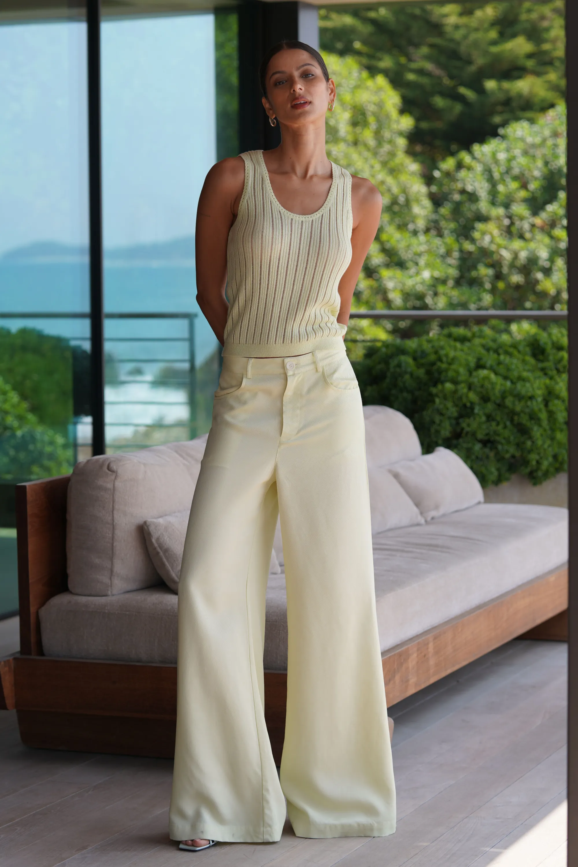 ADRIANNA EXAGGERATED WIDE LEG PANT | PALE CITRON sold by Sablyn product image thumbnail 2