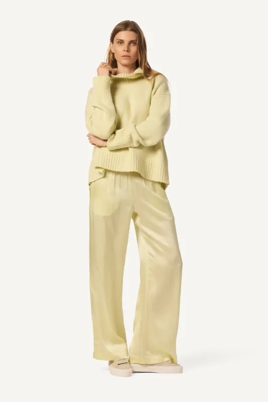 BRYNN  WIDE LEG SILK PANT  | PALE CITRON sold by Sablyn