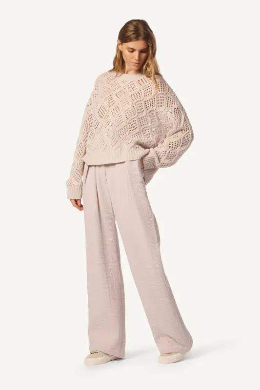ALSTON OPEN KNIT BOYFRIEND CASHMERE CREWNECK | HIMALAYA sold by Sablyn