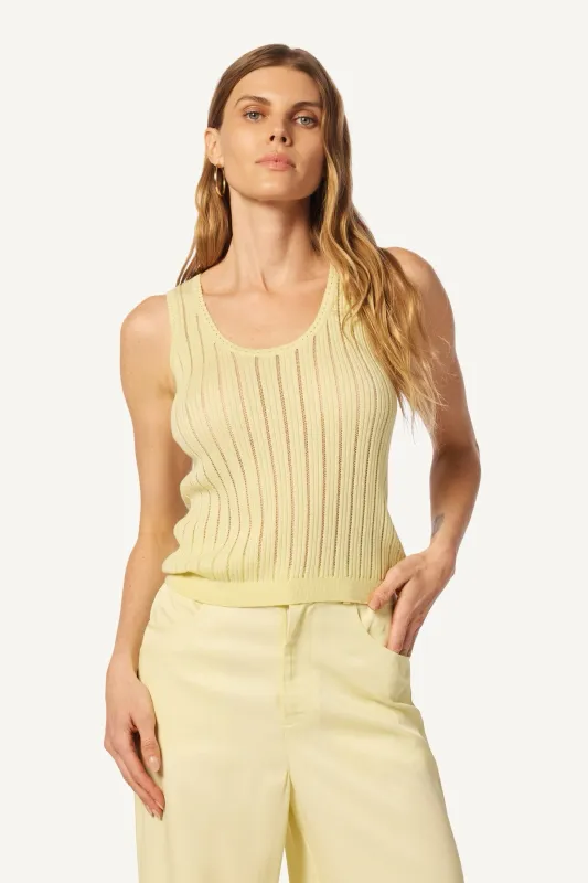 JUNA SCOOP NECK TANK | PALE CITRON sold by Sablyn