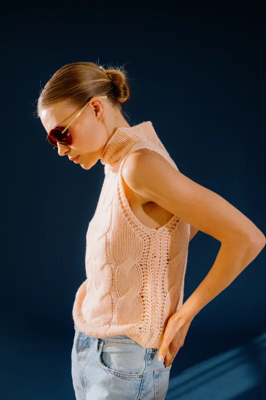 SAIGEY CROPPED SLEEVELESS TURTLENECK | SHERBET sold by Sablyn