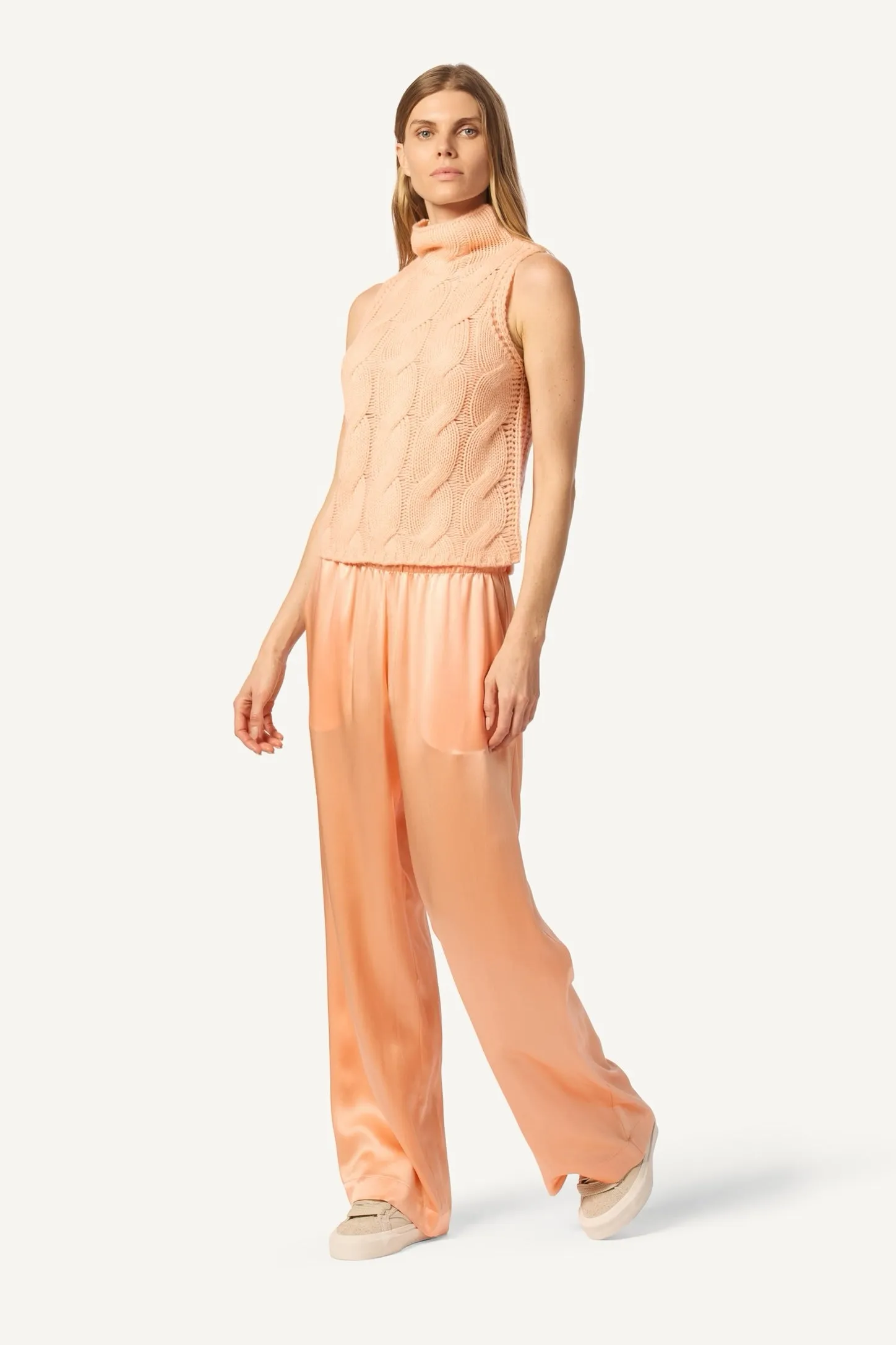 BRYNN HIGH RISE PULL ON WIDE LEG SILK PANT | SHERBET sold by Sablyn product image thumbnail 2