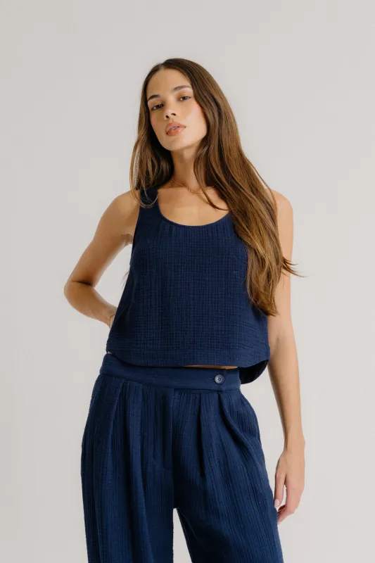 LINDA TANK TOP | MIDNIGHT NAVY sold by Sablyn