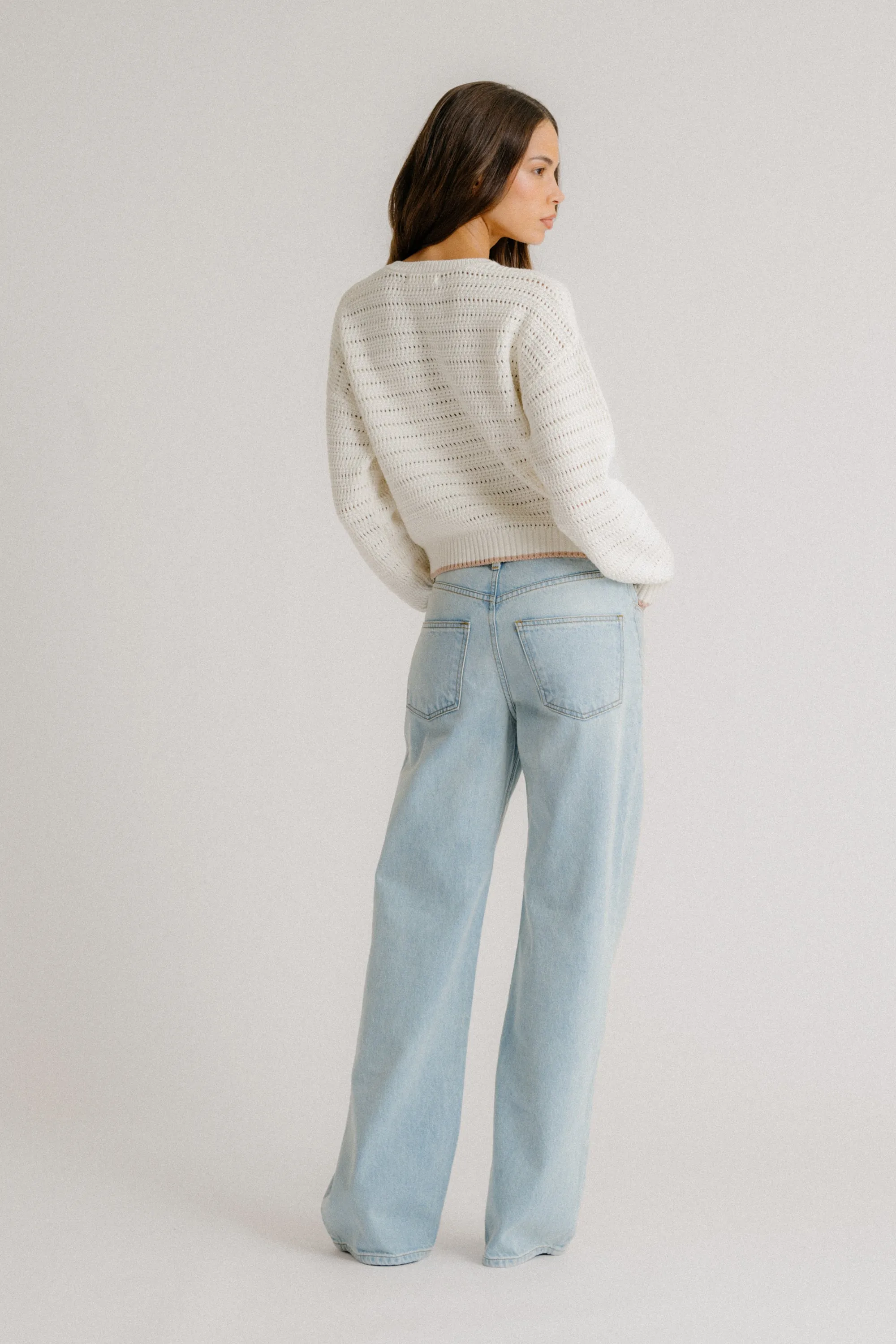 MAEVE SHRUNKEN HENLEY W/ CONTRAST TIPPING | GARDENIA/PINK SAND sold by Sablyn product image thumbnail 3