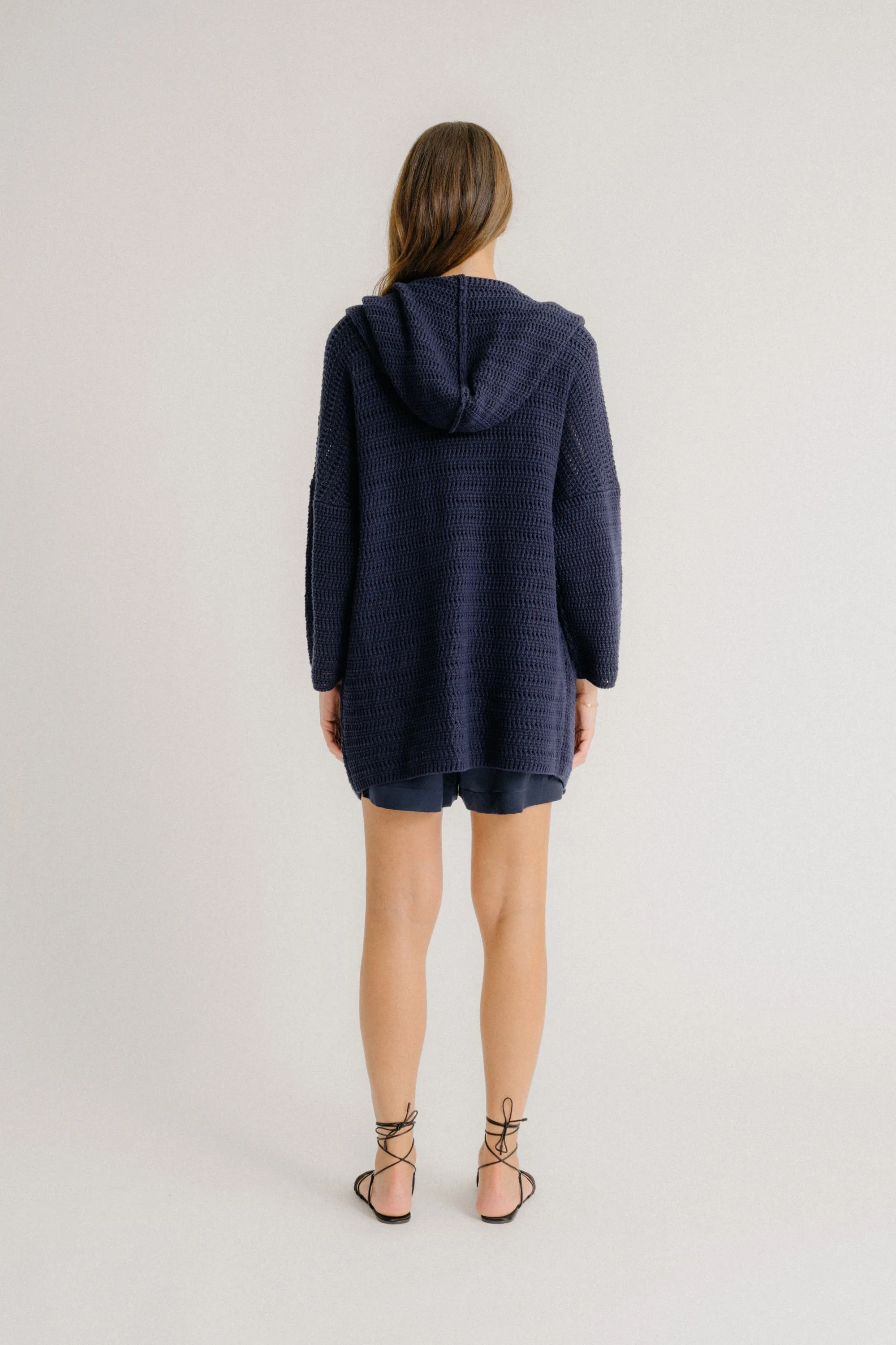 SHAINE HOODED PATCH POCKET CARDIGAN | MIDNIGHT NAVY sold by Sablyn product image thumbnail 3